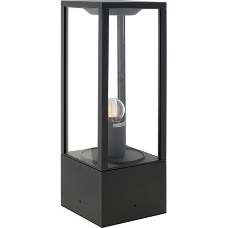 Farola nozelo pequeño ip44 1xe27 l.14xan.14xal.40cm aluminio+cristal antracita