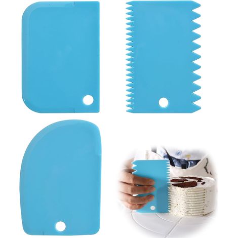 Lot de 3 spatules à gâteau en plastique pour pâte à pâtisserie, fondant, crème, bord de gâteau, décoration latérale, glaçage, décoration de gâteau (1/4)