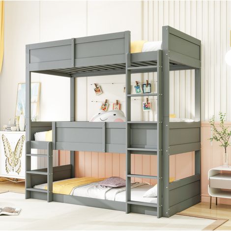 Letto struttura letto salvaspazio triplo grigio OKMYHOME (1/5)