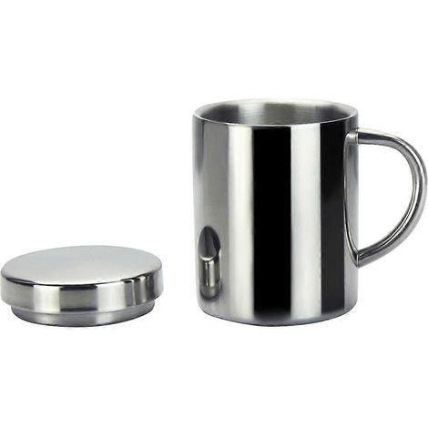 Mug isotherme 220 ml en acier inoxydable 304 avec couvercle - Diamètre 7 cm-220ML-Silver
