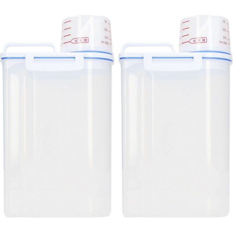 Lot de 2 récipients de stockage pour riz, haricots, céréales et autres aliments secs, en plastique de 2,5 L avec bec verseur. (1/5)