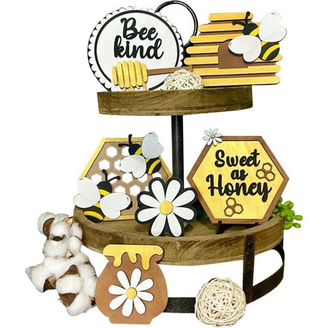 Ensemble de mini plateaux décoratifs en bois « Hello Summer », idéal pour les cuisines et tables à manger de style champêtre, thème pastèque