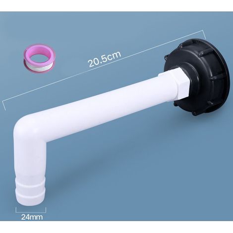 Plastic adapter for IBC tank, garden hose connector, water tank hose replacement part (60 coarse teeth to 6-point right-angle joint) (Material shipment)