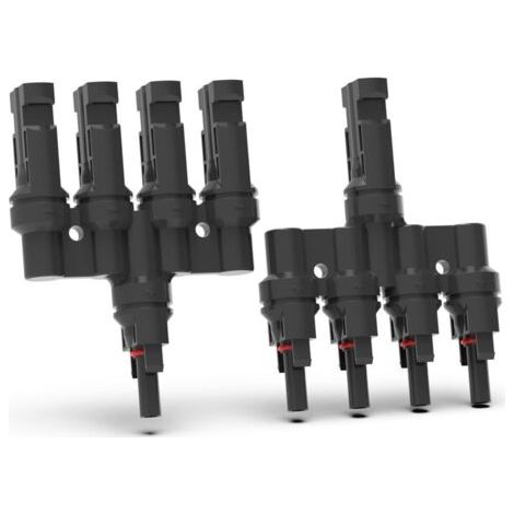 Pair Lntyq Connecteurs de branche solaire de type T Répartiteur PV - Connecteur étanche pour câbles de panneaux solaires (Type T 4 à 1)