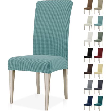 Stuhlhussen 6er Set, Stretch Stuhlbezug abnehmbar & waschbar, Universal Hussen für Stühle, Hellblau (1/5)