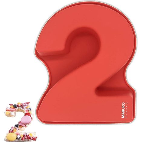 Moule Gateau Chiffre 2, Number Cake Moule, Grands Moules à Gâteau 3D en Silicone, Forme de Pour Anniversaire et Mariage, 26,5 cm - 2