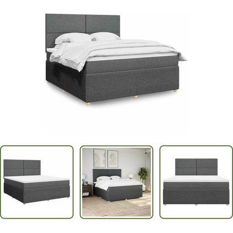 Matratze - Boxspringbett mit Matratze Dunkelgrau 180x200 cm Stoff (1/5)