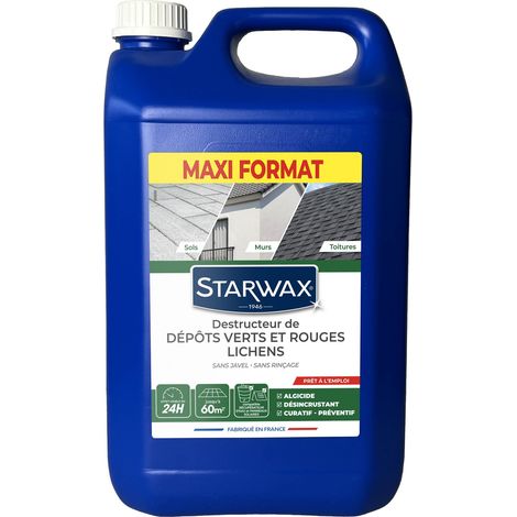 Destructeur de dépôts verts, algues rouges, lichens prêt à l'emploi Maxi Format 6L  STARWAX