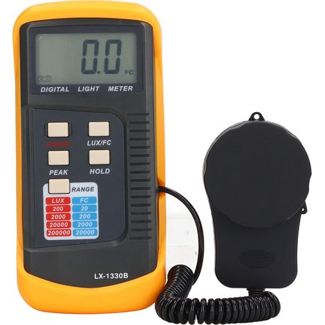Détecteur de lumière numérique 0.1‑200000LX avec écran LCD et étui de protection pour archives