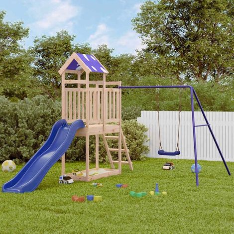Aire de jeux extérieure : Aire de jeux d'extérieur bois de pin massif jeu extérieur enfant, aire de jeu jardin, balançoire enfant , pour jardin, usage domestique , enfant 3-8 ans (1/5)