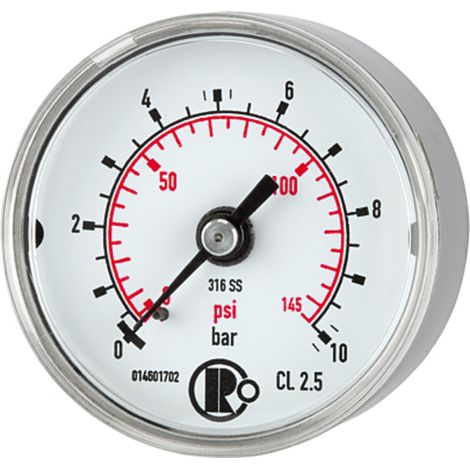 Riegler Standardmano, CrNi-Stahl, G 1/4 hinten zentr., 0 - 16,0 bar, Ã˜ 40 (1/2)