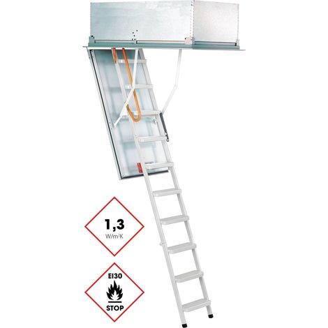 Minka Dachbodentreppe Type 15 Exklusiv Brandhemmend mit Leiter aus Stahl Deckenöffnung 120x60cm Raumhöhe 275cm (1/5)