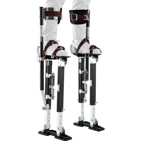Échasses de Plaquiste Réglables 485-790 mm, Échasses pour Cloison Sèche et Peintre, en Alliage d'Aluminium, Capacité Charge 103 kg, Pieds Antidérapants, Double Amortissement à Ressorts, Noir (1/5)