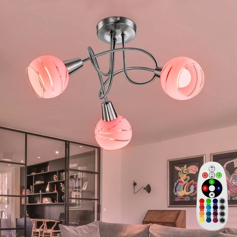 Plafonnier salle à manger Rondell lampe télécommande gradateur argent dans un ensemble comprenant des ampoules LED RGB (1/5)