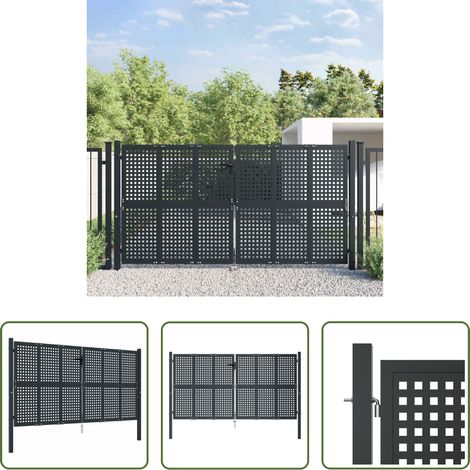 vidaXL Anthrazit -  Gartentor Anthrazit 300x150 cm Stahl
