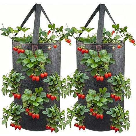 Pots de jardin suspendus verticaux en feutre, adaptés pour 1 à 8 litres, fixation murale, accessoire de décoration extérieure pour balcon et terrasse (1/5)