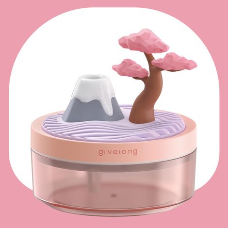 Mini humidificateur paysage avec veilleuse, hydratant avec deux modes de pulvérisation, 320 ml, design silencieux, pour la maison/le bureau-rose (1/5)
