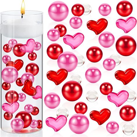 Perlenvase zum Valentinstag, gefüllt mit Zuckerperlen und verziert mit Gelperlen (ohne Flasche oder Kerze, nur die Füllung).