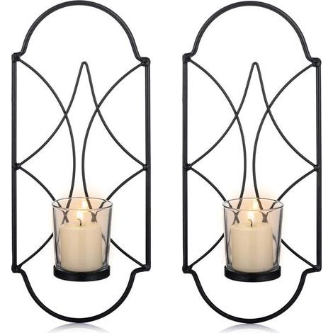 Lot de 2 bougeoirs, bougeoirs muraux pour bougies chauffe-plat-Ensoleillé (1/5)