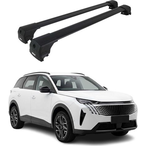 OMAC Aluminium Dachträger Querträger für Peugeot 5008 III 2024-2026 – City Crash – ISO/PAS 11154:2006 – Abschließbar – Max. 75 kg – 2 Stangen Silber (1/5)