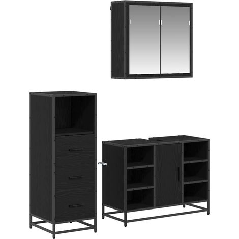 Maison Exclusive - Badezimmermöbel-Set 3 pcs Schwarz Eichen-Optik