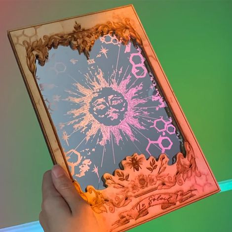 Spiegelkasten aus Holz für die Heimdekoration, Tarot-Wandanhänger, esoterisches Ornament, Bildfarbe, Einheitsgröße (1/5)