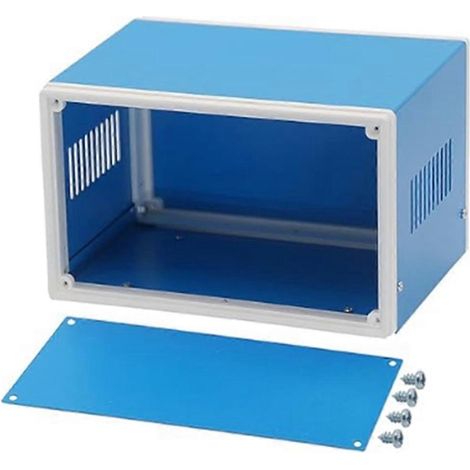 Boîte de jonction métallique bleue, boîtier de projet, boîtier électrique de bricolage, boîtier de protection pour boîte électrique (1/5)