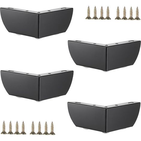 Set di 4 gambe per mobili in metallo, gambe per divano nere da 2 pollici, gambe per toletta, pouf moderno, tavolino da caffè, mobiletto in metallo triangolare (1/3)