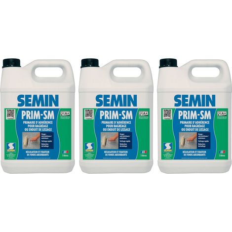 Semin – Primaire d'adhérence pour murs – Enduit de lissage pour supports poreux – Bidon 5 L, lot de 2 – Consommation 100-150 g/m² (1/5)