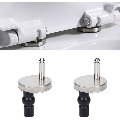Pair of Toilet Seat Hinges - Top Closure Soft Swift Release Toilet Seat Fixings - Toilet Seat Fixings with Expanding Rubber Screws - 50mm Diameter Heavy Duty 2 Piece Kit.