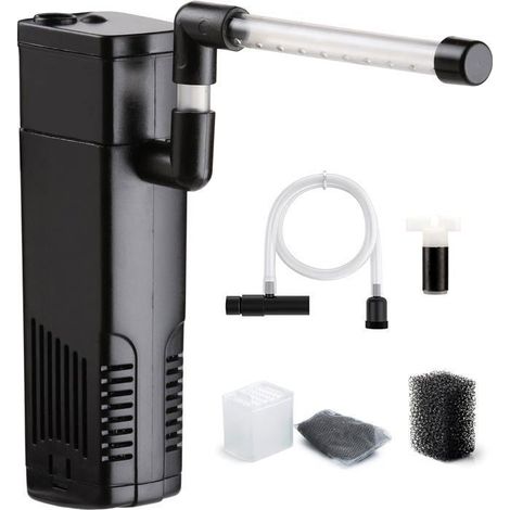 Filtre d'aquarium intégré, adapté aux aquariums de moins de 20 litres, pompe et filtre pour aquariums d'eau douce ou d'eau de mer. (1/5)