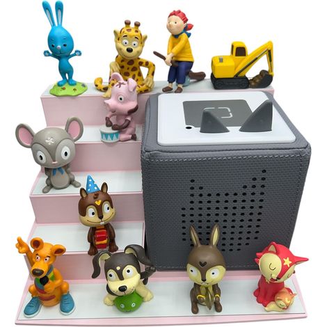Étagère sur pied, jusqu'à 20 figurines, étagère de rangement décorative avec support, entièrement magnétique (rose pastel) (1/5)
