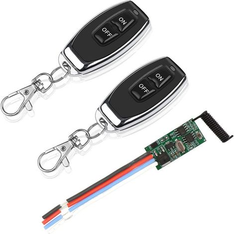 CYRILL – Module de télécommande sans fil DC 3.6V 5V 12V 24V 30V 2A 1 canal 433Mhz Module récepteur de radiocommande avec 2 émetteurs, contrôleur de petite taille (1/5)