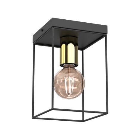 Plafonnier moderne carré noir/or Homen E27 15W Luminex