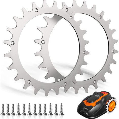 Crampons Acier Inoxydable pour Worx Landroid S/M - Roues 205mm - 12 Vis - Adhérence (1/5)