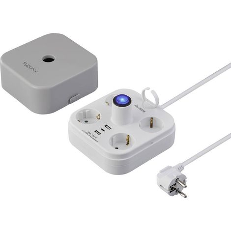 Sygonix SY-6788330 Multipresa a cubo 4 vie Grigio, Bianco Schuko 1 pz.