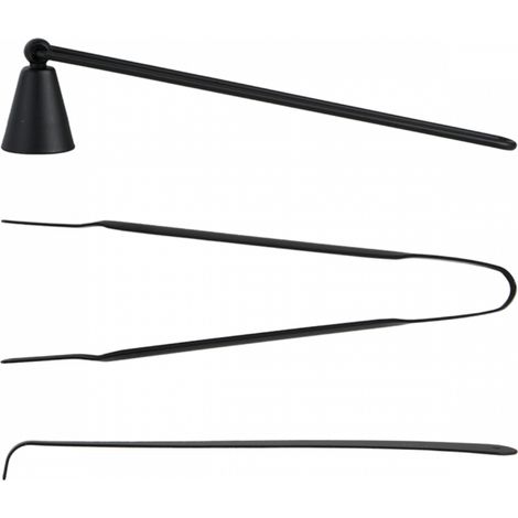 Esschert Design – Set d'entretien pour bougies, 3 pièces – Métal noir, coupe-mèche, plonge-mèche et éteignoir (1/5)