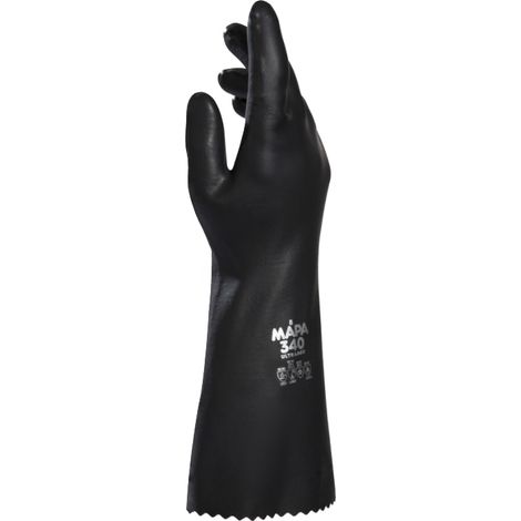 Gants de manutention Mapa ULTRANEO 340 taille 10, Résiste aux produits chimiques, 1 Paire, Noir ( Prix pour 1 paire )
