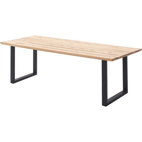 Esstisch 220x100 cm mit Schweizer Kante, U-Gestell, Eiche massiv geölt, PARACATU-06 (1/5)
