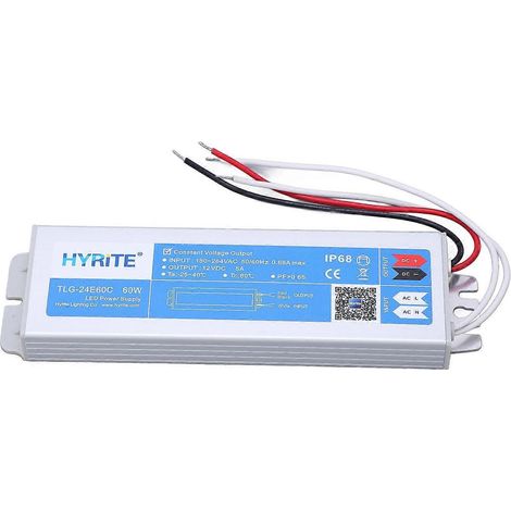Wasserdichtes LED-Netzteil, Treiber-Konverter, 180–264 V AC Eingang, konstante Spannung 60 W, Ausgang 12 V DC, 5 A