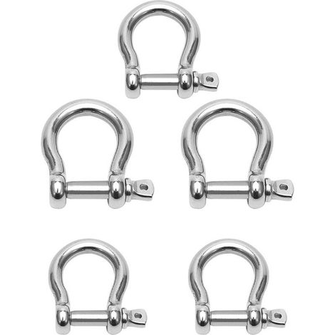 Stück M10 D-Ring-Schäkel mit Schlüssel, Edelstahl 304 für Schwerlast-Takelage, Transport, Stahlketten-Schäkel, silberfarben (1/5)