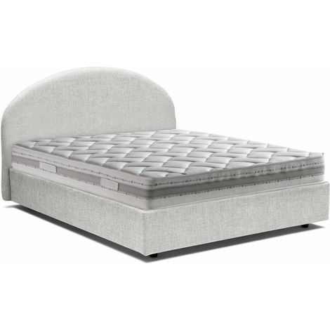 Talamo Italia Quadratisches und halbes Bett Connie, Containerbett mit Stoffbespannung, 100% Made in Italy, Frontöffnung, inklusive Matratze Cm 120x190, Weiß