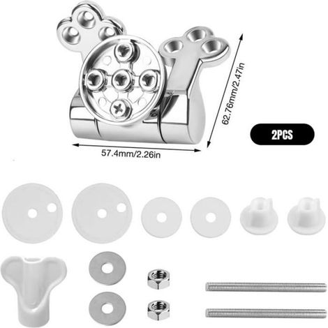 Charniere Abattant WC, Attaches Charnière Abattant WC Kit Ensembles Fixation Remplacement Rechange pour Lunette de Toilette (1/4)