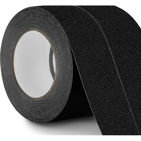 2 Rouleau Bande Antidérapante 5cm x10m, Antidérapant Adhésif, Ruban Antidérapant Solide pour Les Marches Antidérapantes à L'intérieur L'extérieur (Noir) (1/5)