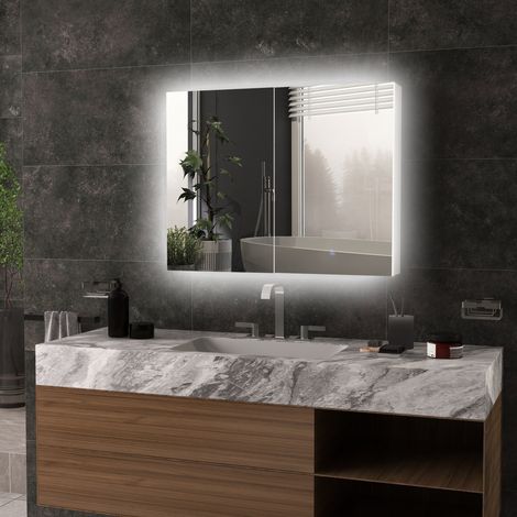 Armoire murale miroir avec éclairage LED de Salle de Bain 2 en 1. dim. 90L x 15l x 70H cm (1/5)
