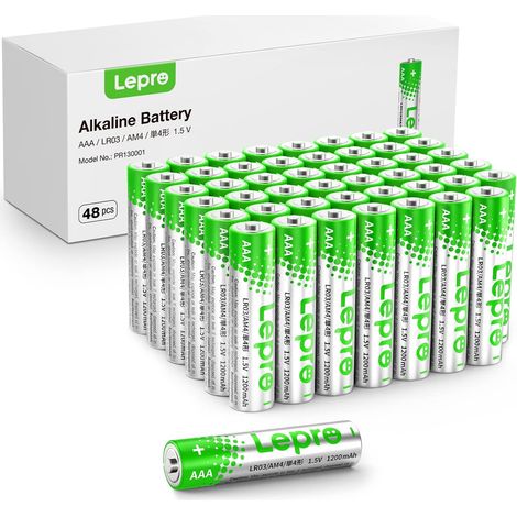 Piles Alcalines AAA - Lot de 48-1,5V LR03 - Haute Capacité 1200 mAh (1/5)