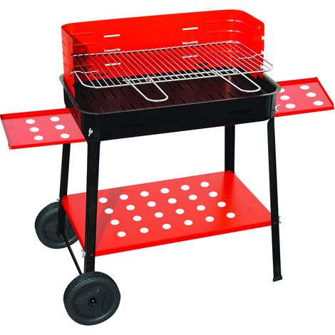 Barbecue a Carbone Carbonella in Acciaio con Ruote Bauer Rosso