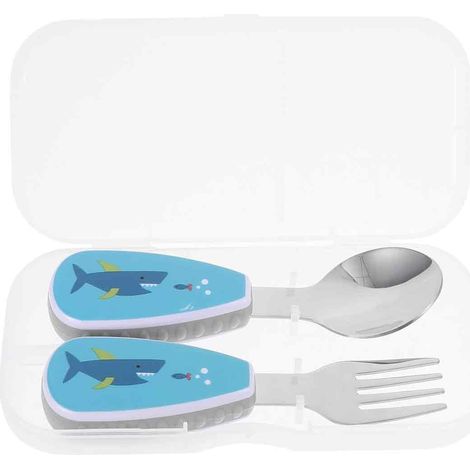 Children's tableware in 304 stainless steel, cartoon design, baby feeding spoon, baby food supplement, spoon and fork, practical set
