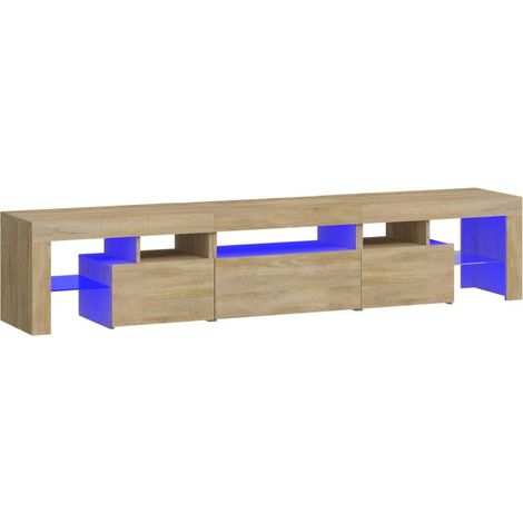 Mobile TV multimediale scaffale per televisione televisore buffet sala da pranzo soggiorno camera da letto con luci a LED rovere Sonoma 200 x 36,5 x 40 cm marrone 020026768