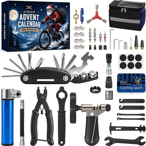 Calendrier de l'Avent 2026 Homme, 24 Outils de Réparation Vélo, Kit Multifonction pour Bicyclette, VTT et Cyclisme, Cadeau de Noël pour Papa, Mari, Petit Ami, Frère (1/5)